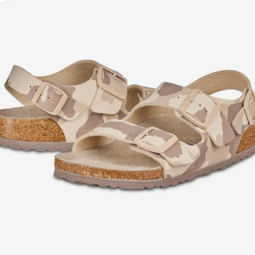 Birkenstock Milano Soft Footbed Birko Flor Sandal- Desert Soil Grey/Taupe
